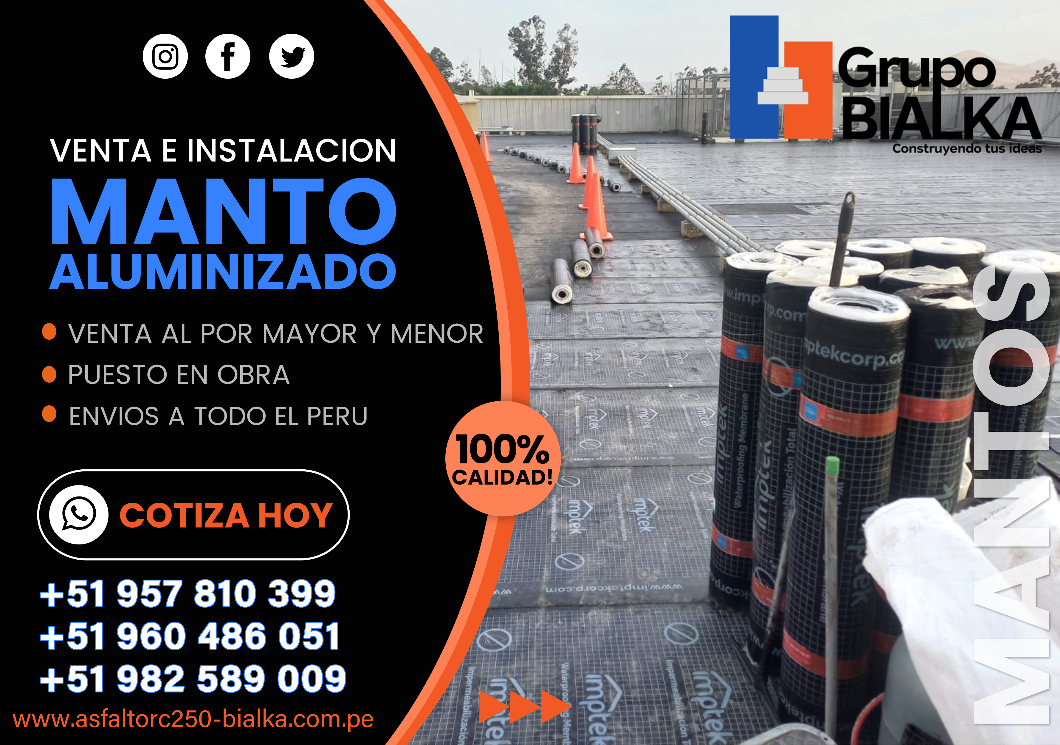 instalacion de manto asfaltico aluminizado